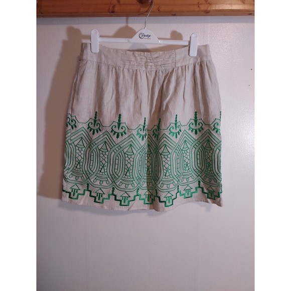 Madison Women's 100% Linen Skirt Beige/Green  Size L - Picture 1 of 7